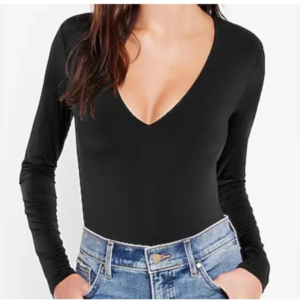 Abercrombie black long sleeve thong bodysuit size Small